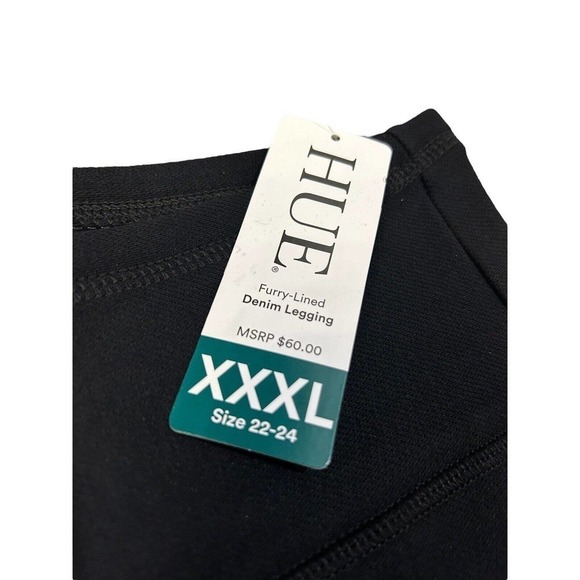 HUE Black Furry Lined Denim Legging Plus Size XXXL activewear pants NWT - Picture 4 of 6